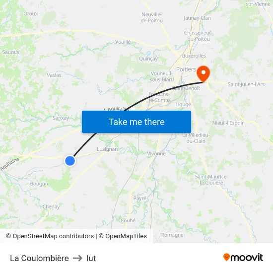 La Coulombière to Iut map