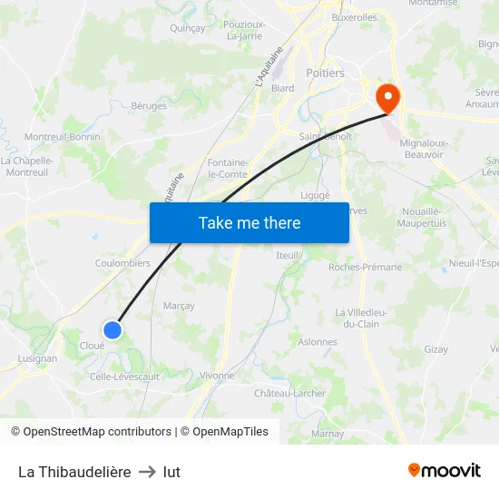 La Thibaudelière to Iut map
