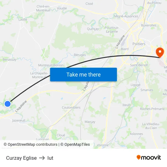Curzay Eglise to Iut map