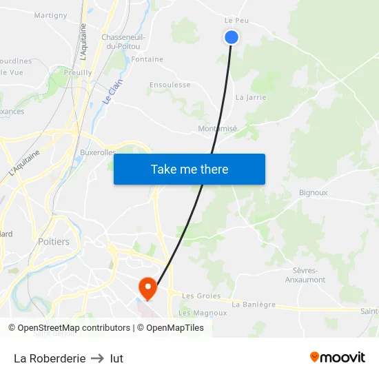 La Roberderie to Iut map