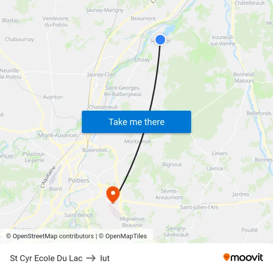 St Cyr Ecole Du Lac to Iut map