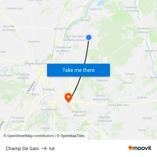 Champ De Gain to Iut map