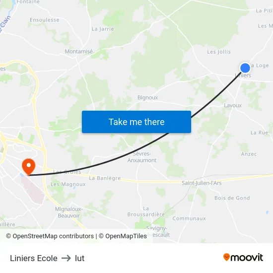 Liniers Ecole to Iut map