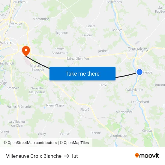 Villeneuve Croix Blanche to Iut map