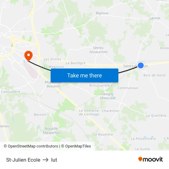 St-Julien Ecole to Iut map