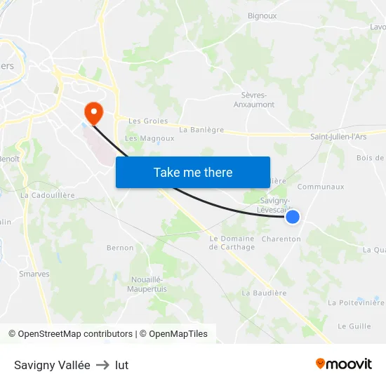 Savigny Vallée to Iut map
