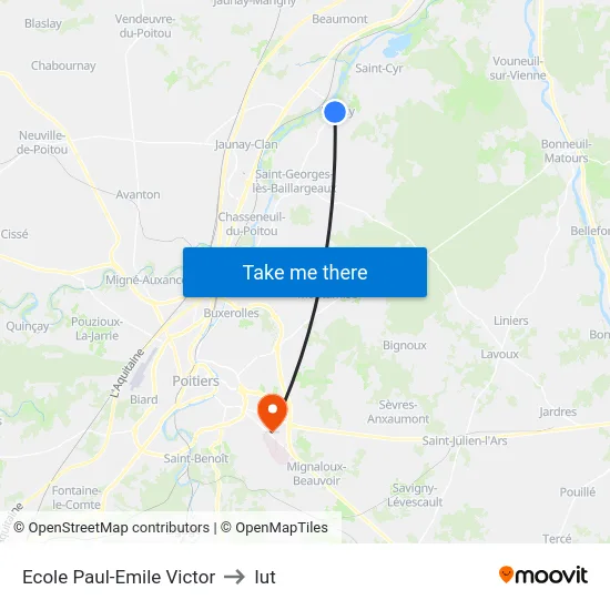 Ecole Paul-Emile Victor to Iut map