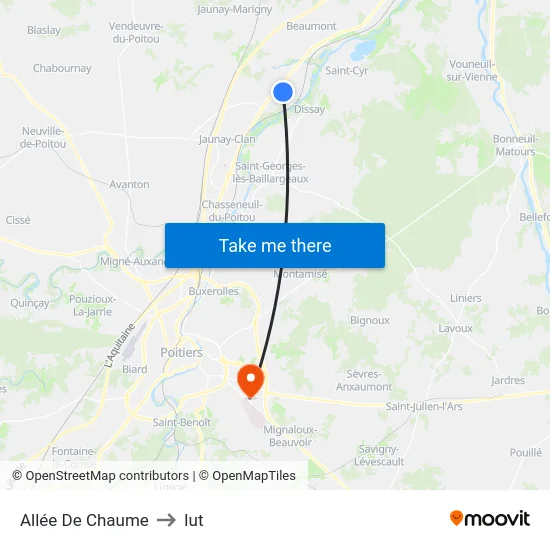 Allée De Chaume to Iut map