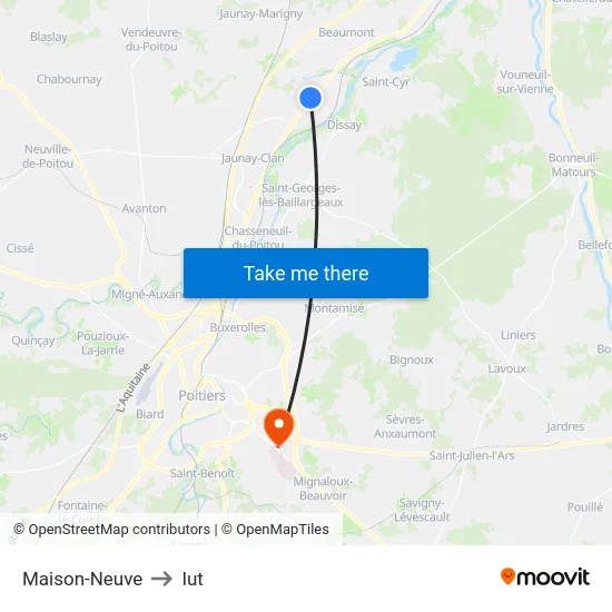 Maison-Neuve to Iut map