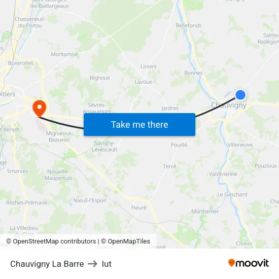 Chauvigny La Barre to Iut map
