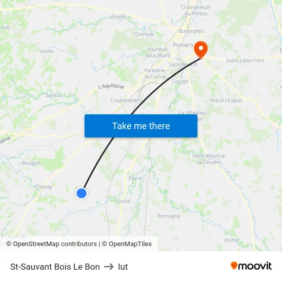 St-Sauvant Bois Le Bon to Iut map