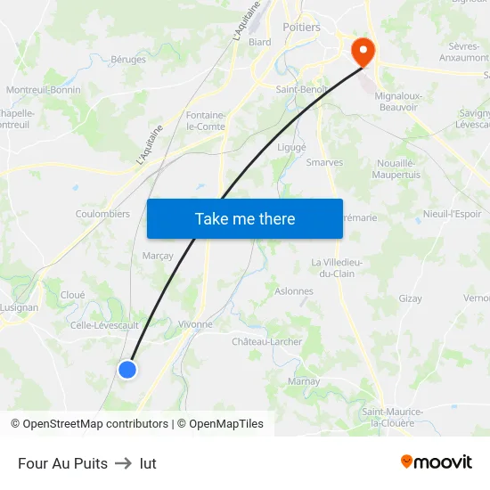 Four Au Puits to Iut map