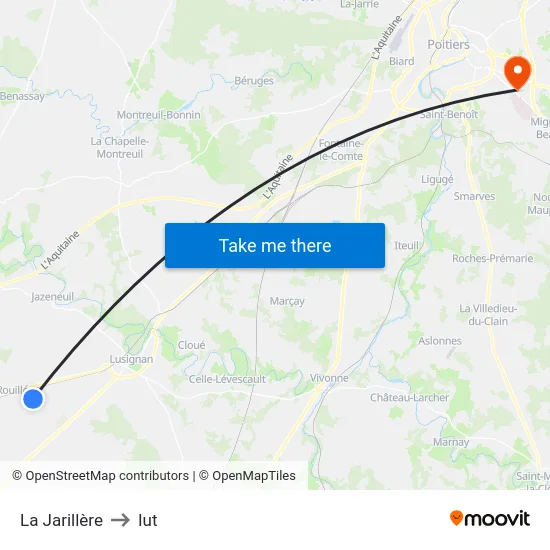 La Jarillère Nord to Iut map
