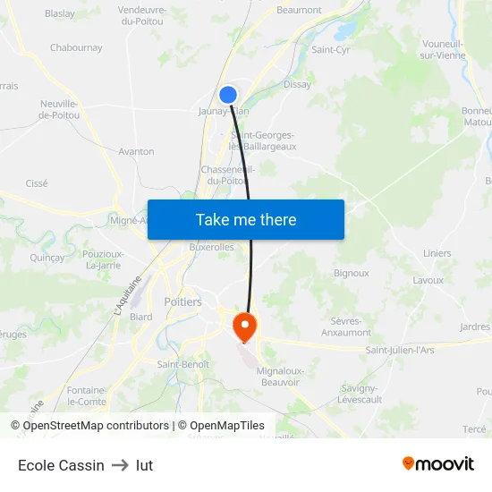 Ecole Cassin to Iut map