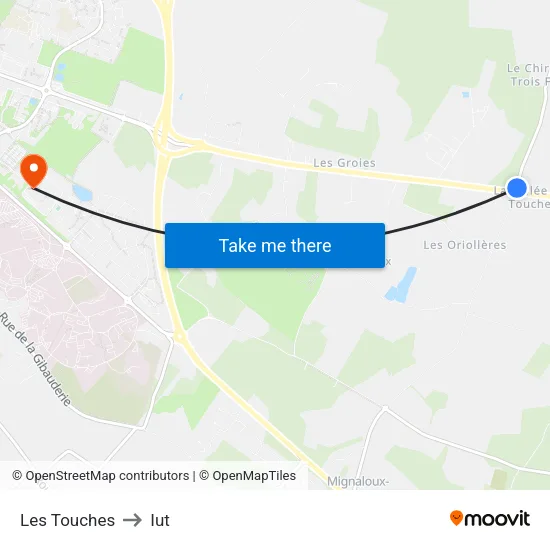 Les Touches to Iut map