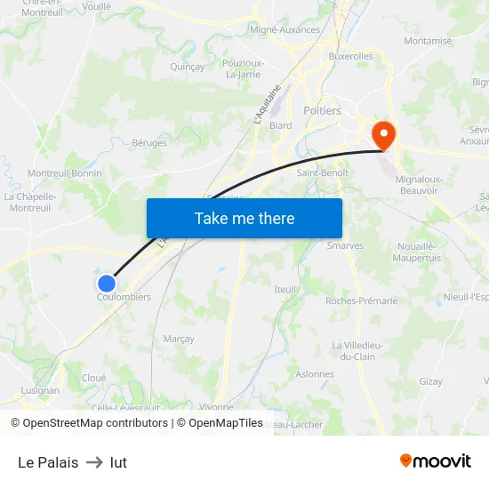 Le Palais to Iut map
