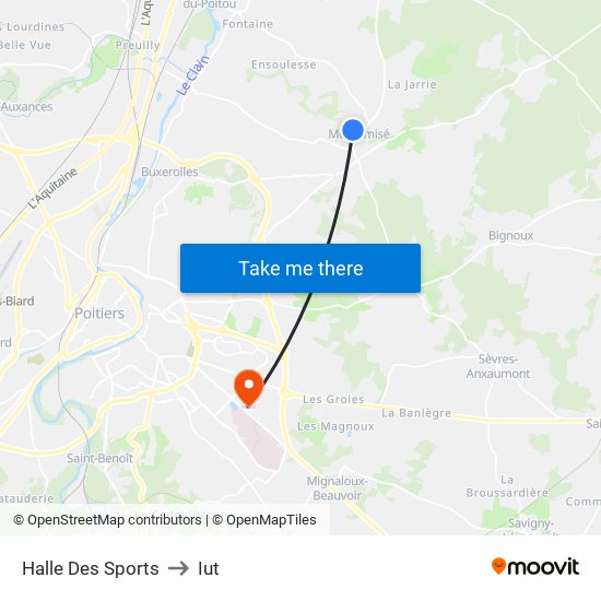 Halle Des Sports to Iut map