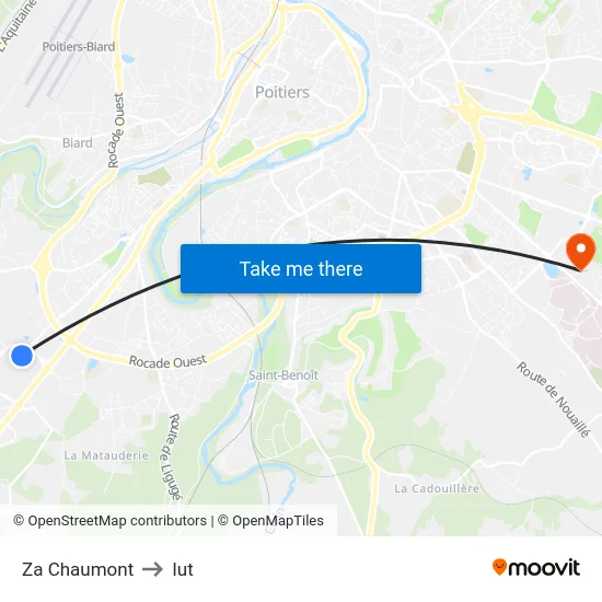 Za Chaumont to Iut map