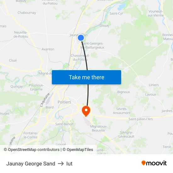 Jaunay George Sand to Iut map