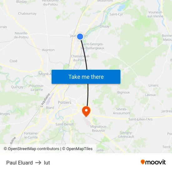 Paul Eluard to Iut map