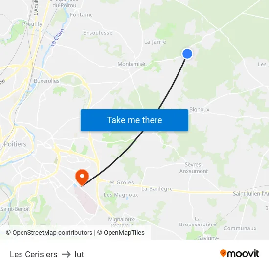 Les Cerisiers to Iut map