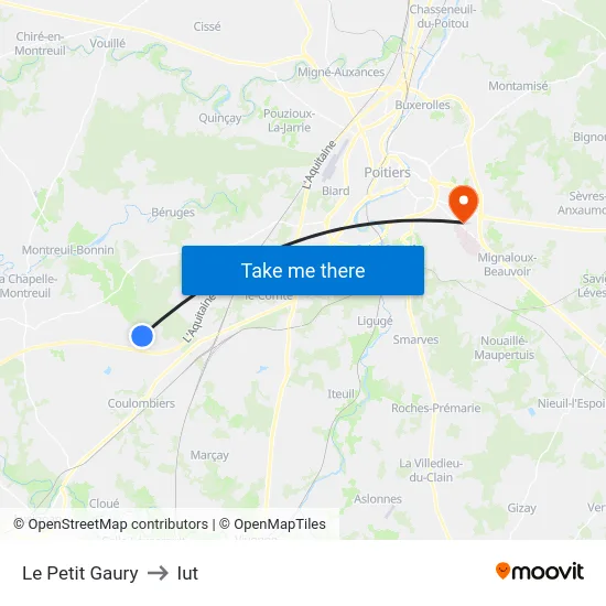 Le Petit Gaury to Iut map