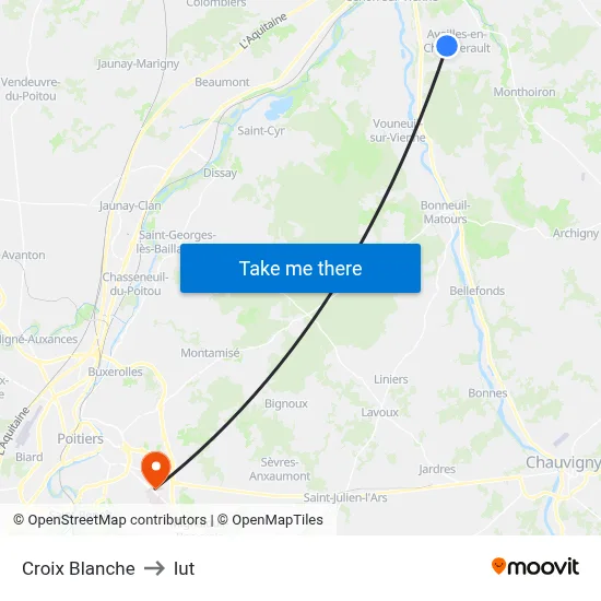 Croix Blanche to Iut map