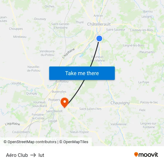 Aéro Club to Iut map