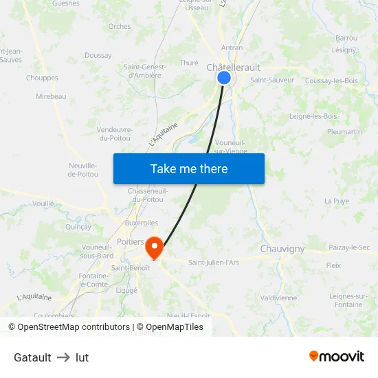 Gatault to Iut map