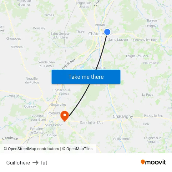 Guillotière to Iut map