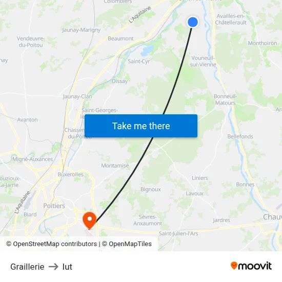 Graillerie to Iut map