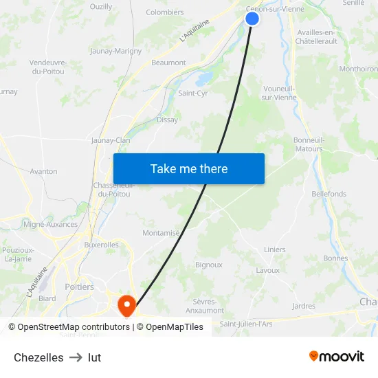 Chezelles to Iut map