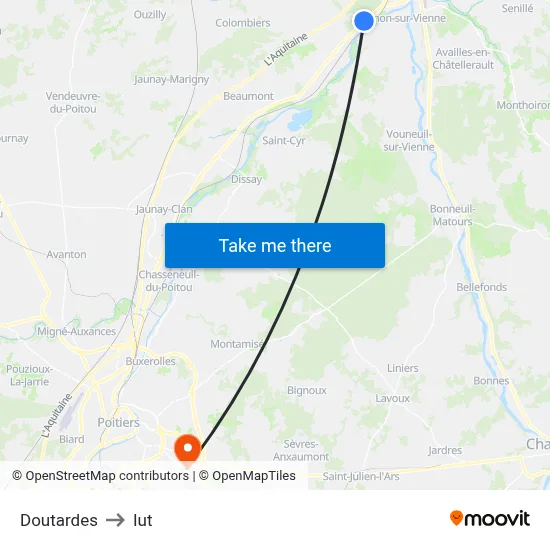Doutardes to Iut map