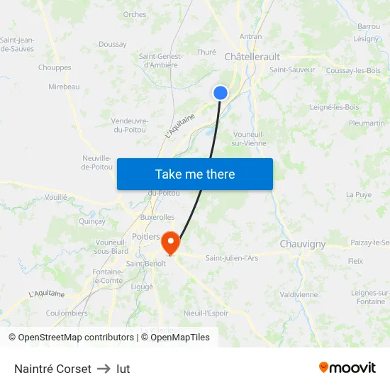 Naintré Corset to Iut map