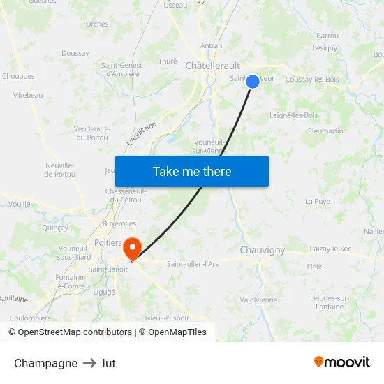 Champagne to Iut map