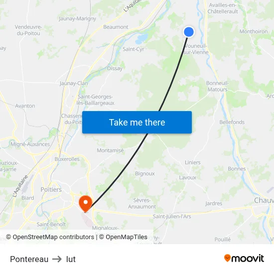 Pontereau to Iut map