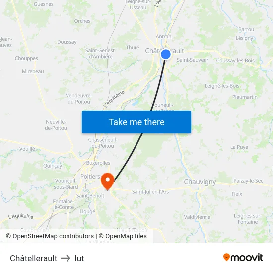 Châtellerault to Iut map