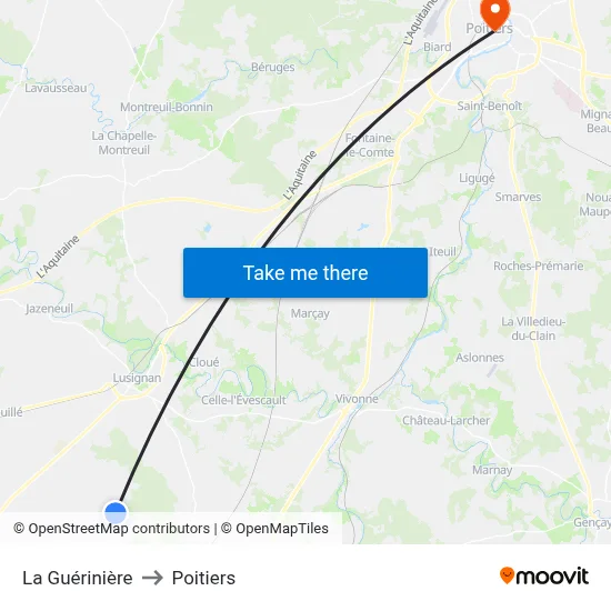 La Guérinière to Poitiers map