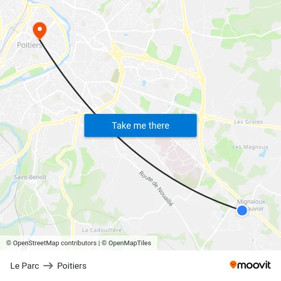 Le Parc to Poitiers map