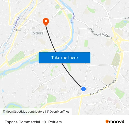 Espace Commercial to Poitiers map