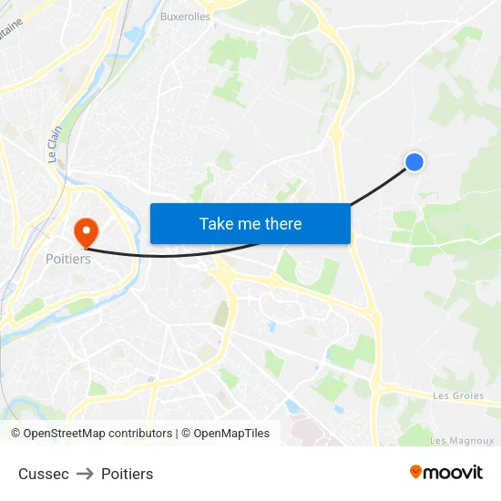 Cussec to Poitiers map