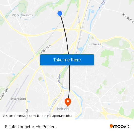 Sainte-Loubette to Poitiers map