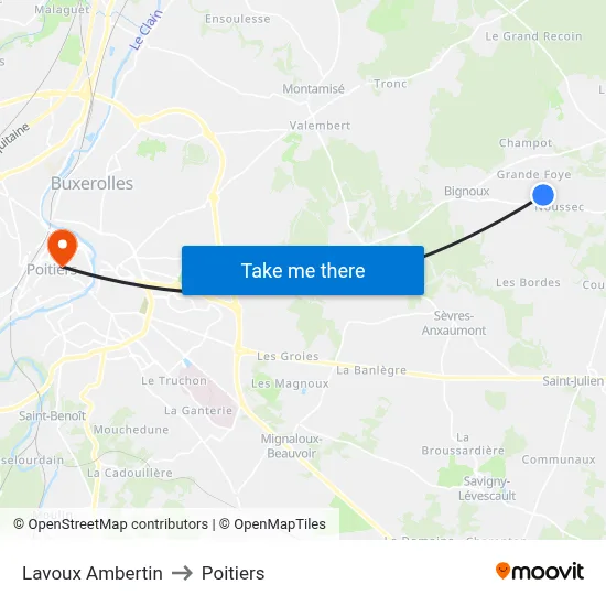 Lavoux Ambertin to Poitiers map