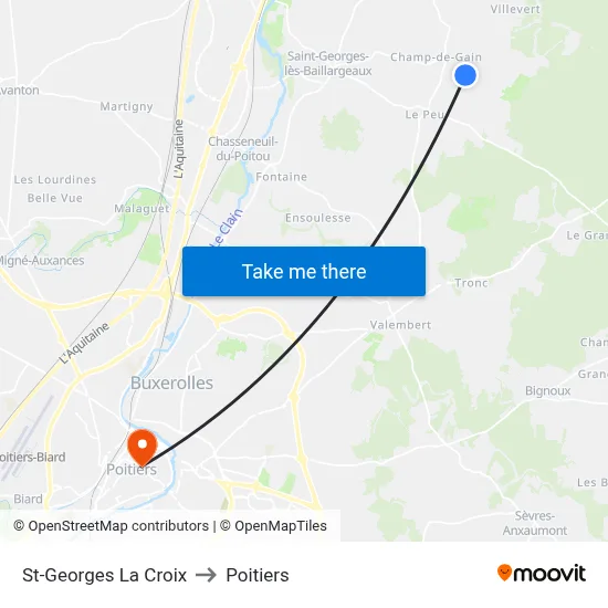 St-Georges La Croix to Poitiers map