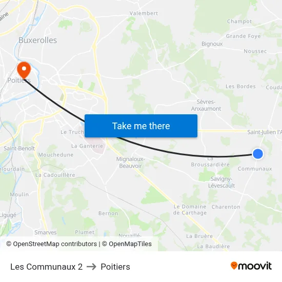 Les Communaux 2 to Poitiers map