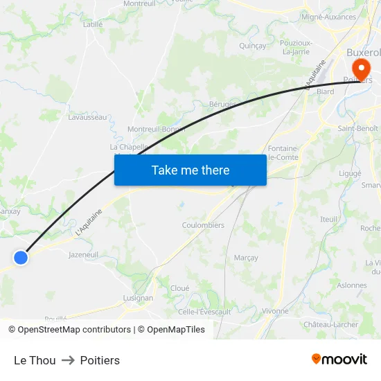 Le Thou to Poitiers map