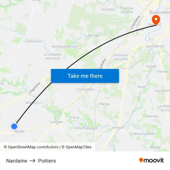 Nardaine to Poitiers map