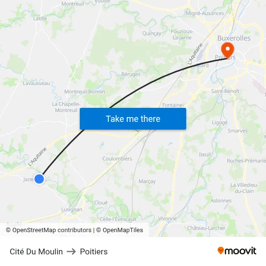Cité Du Moulin to Poitiers map
