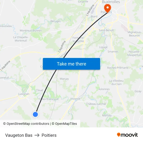 Vaugeton Bas to Poitiers map