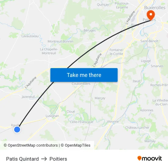 Patis Quintard to Poitiers map